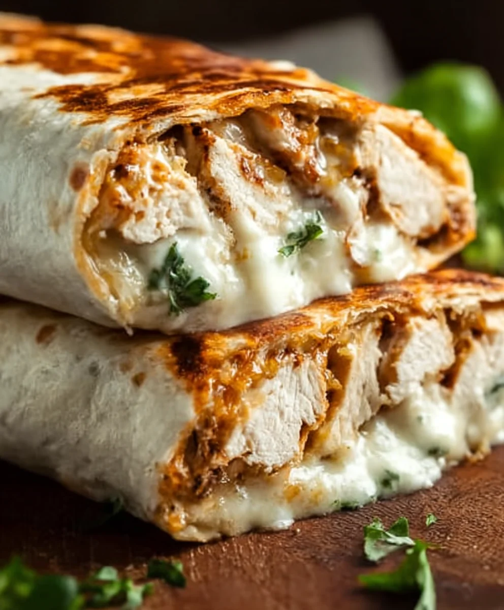 Cheesy Garlic Chicken Wraps Easy Recipe