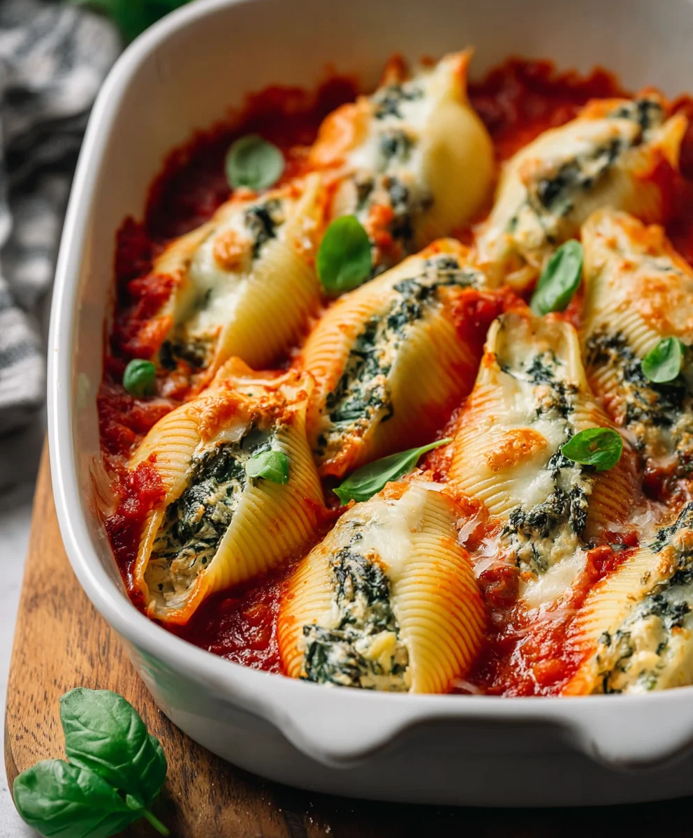 Easy Spinach Ricotta Stuffed Shells Recipe