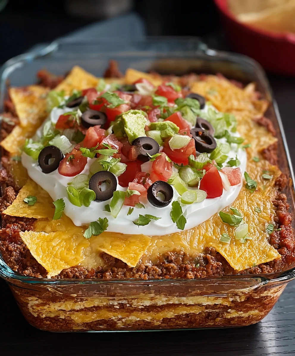 Easy Layered Taco Bake Recipe - Delicious Beef Dinner