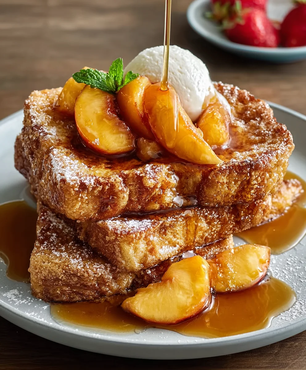 Easy Peach Cobbler French Toast Breakfast Treat