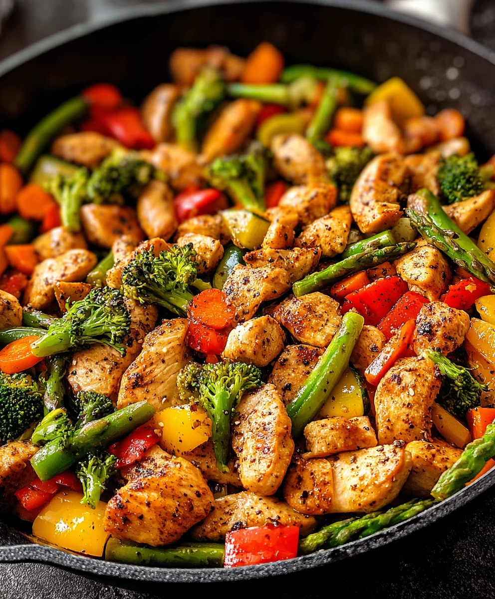 Healthy Chicken Vegetable Skillet Dinner-Quick & Easy