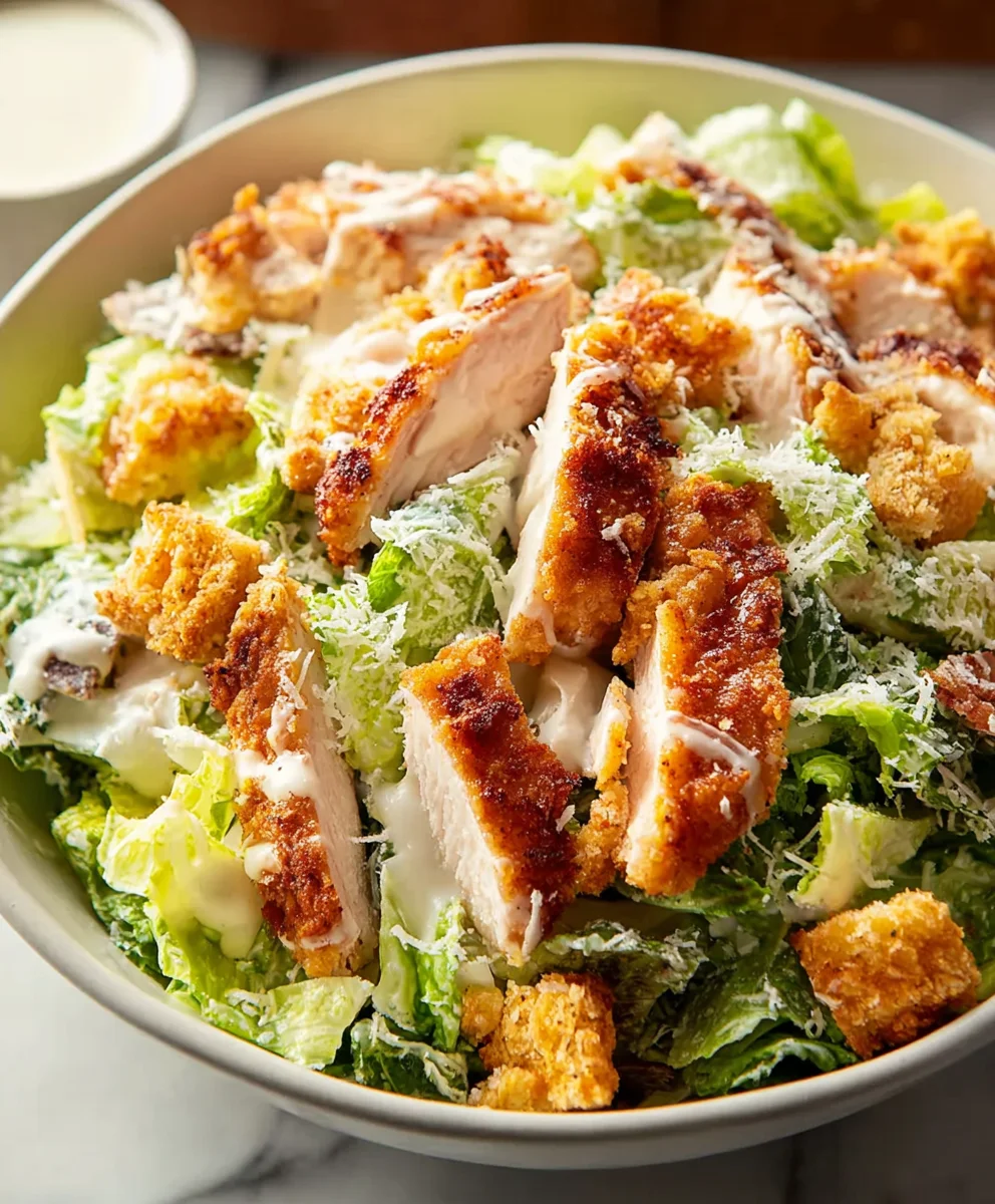 Extra Crispy Chicken Caesar Salad-Perfect Lunch