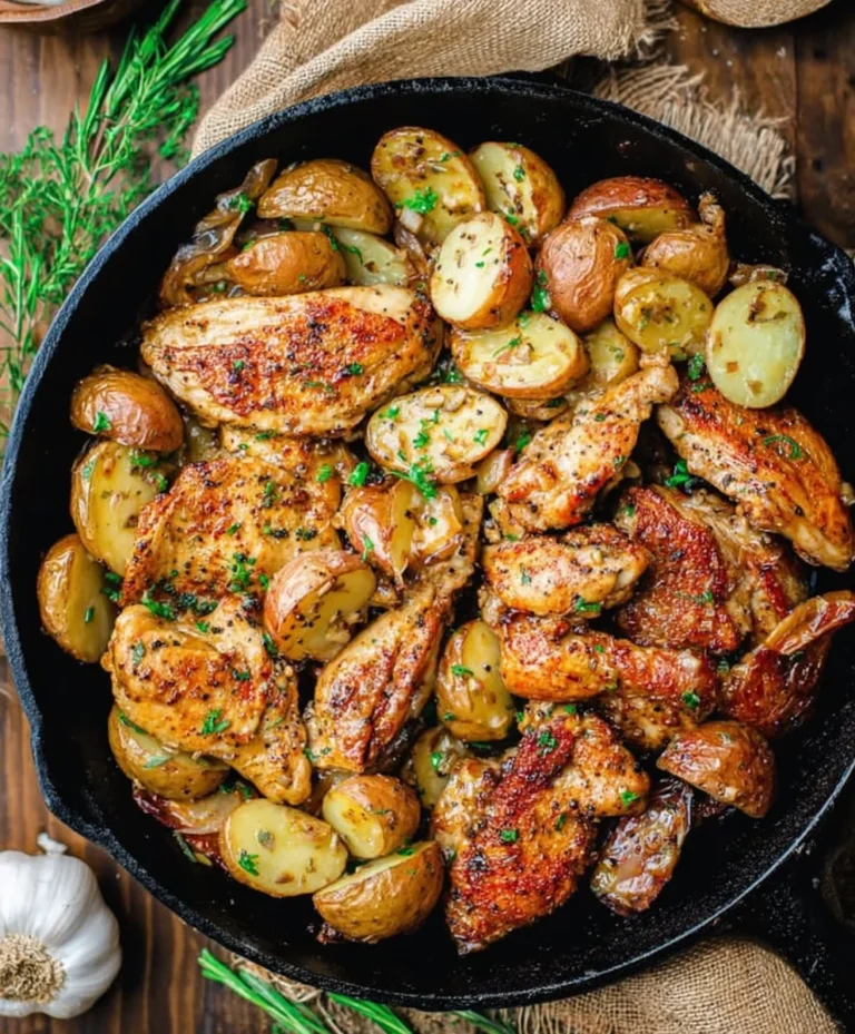 Easy Garlic Butter Chicken & Potatoes Skillet