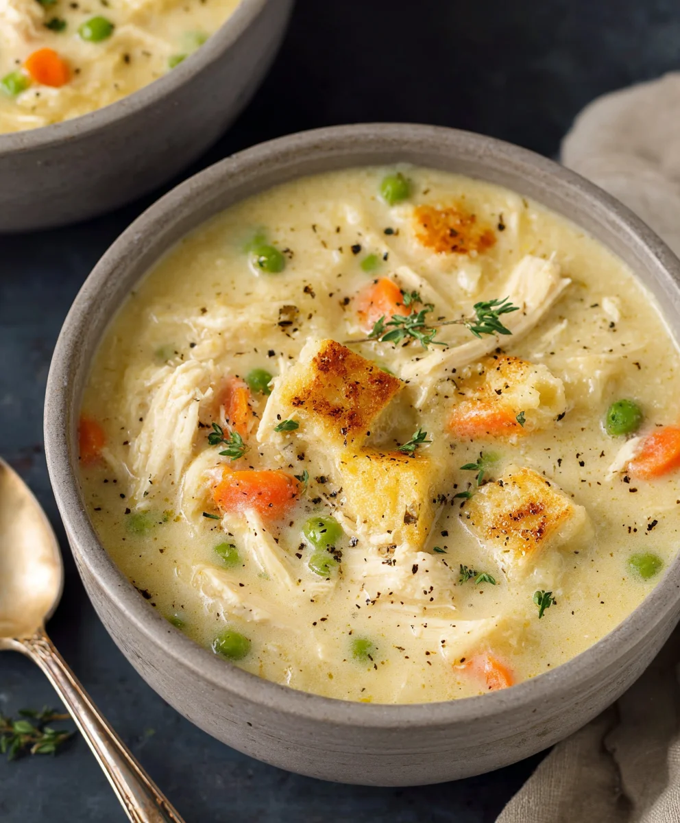 Easy Chicken Pot Pie Soup Recipe - Comfort in a Bowl