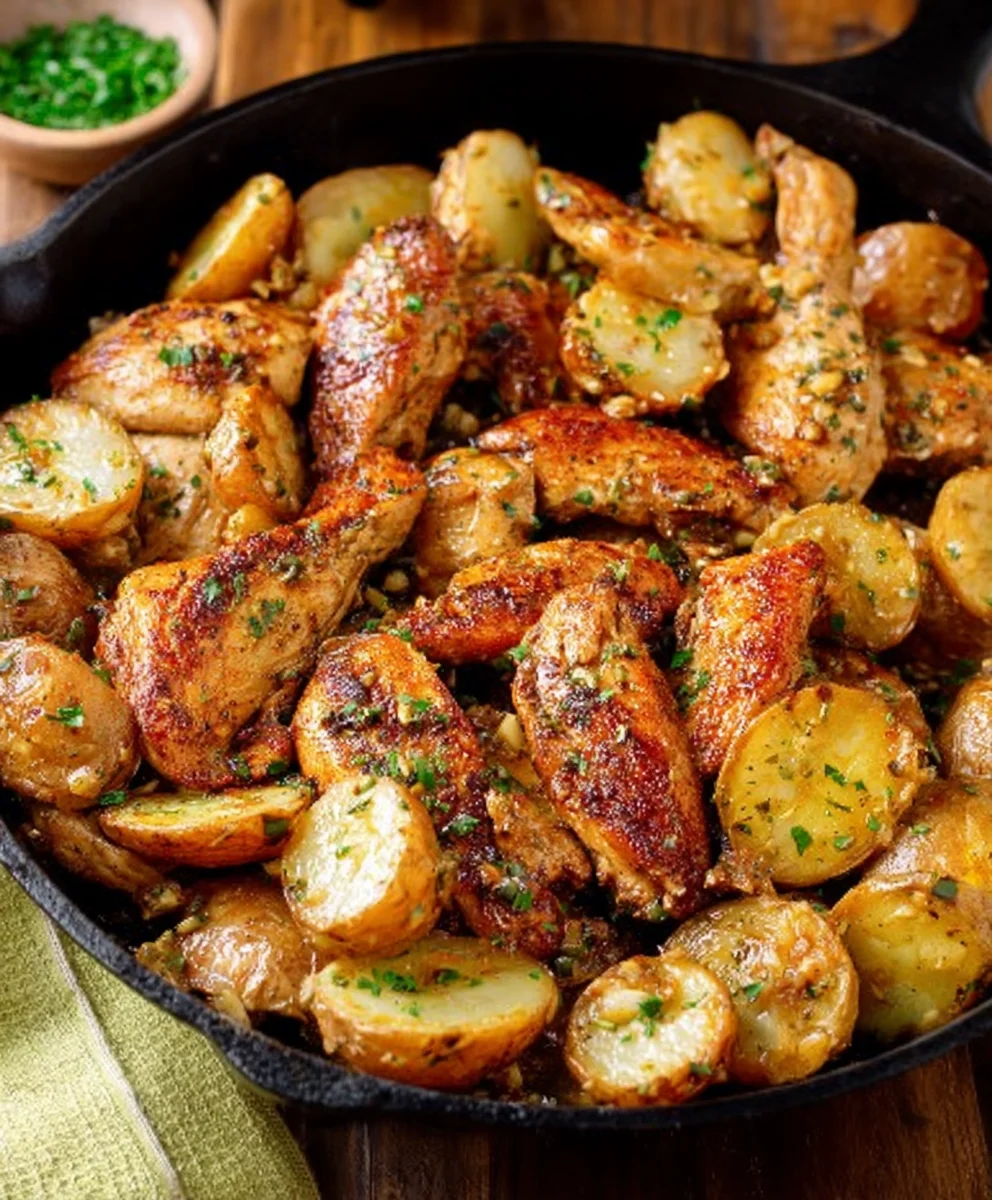Easy Garlic Butter Chicken & Potatoes Skillet