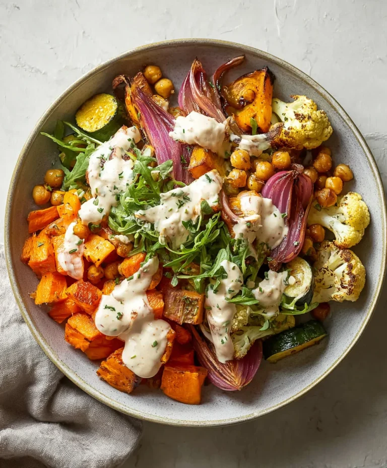 Roasted Veggie Glow Bowl-Tahini Yogurt Sauce