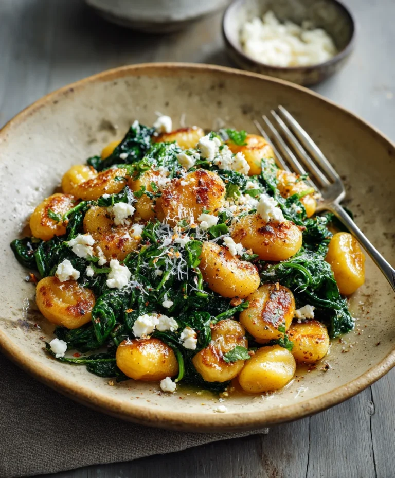 Crispy Gnocchi Spinach Feta Recipe Easy Dinner