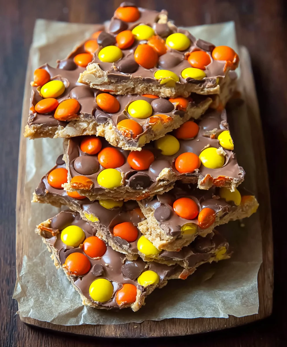 Reese's Pieces Peanut Butter Bark Recipe-Easy Treat
