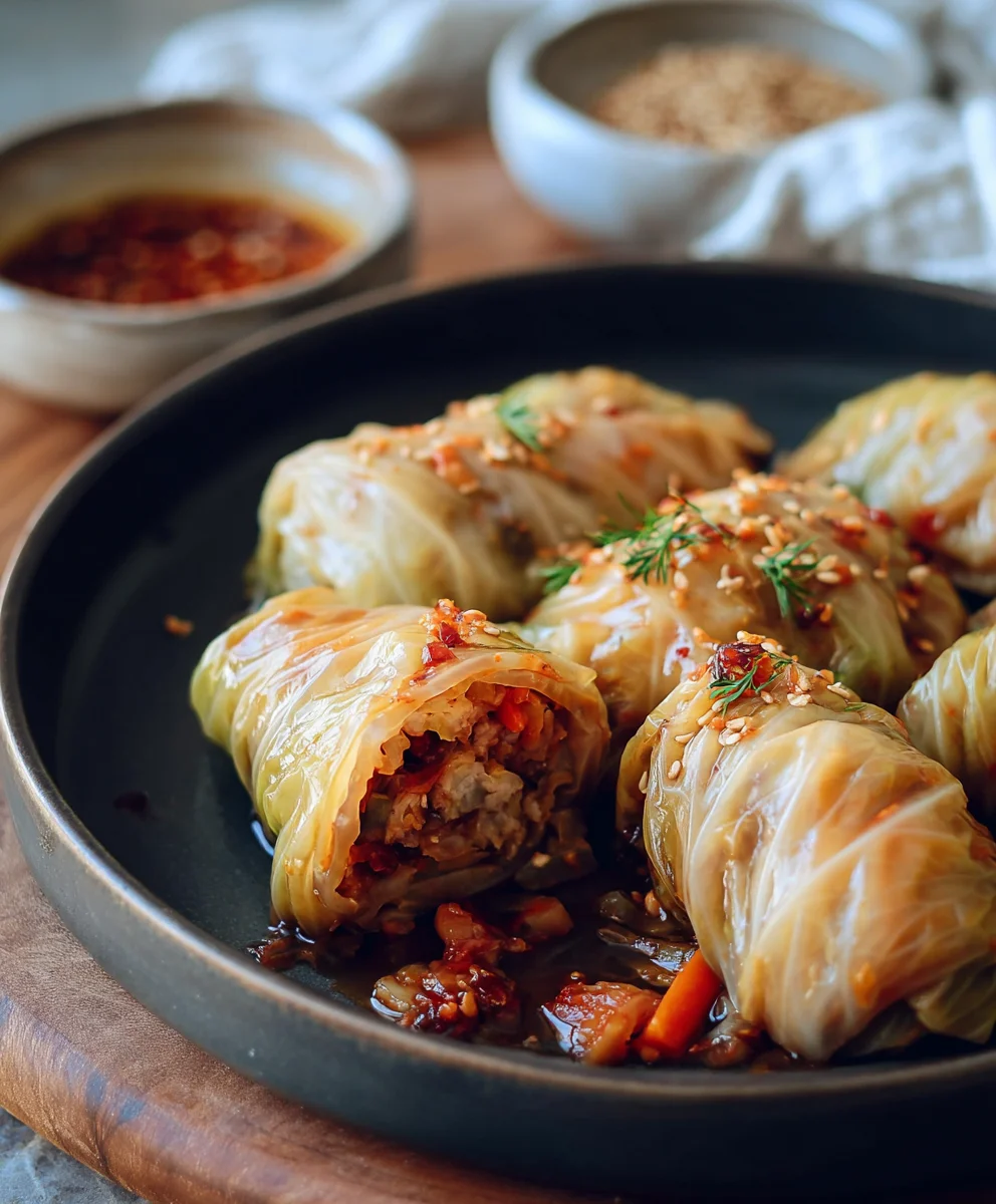 Easy Vegan Cabbage Rolls - Hearty Beef-Style Filling