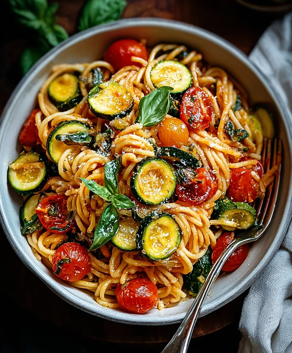 Healthy Tomato Zucchini Pasta - Easy & Delicious