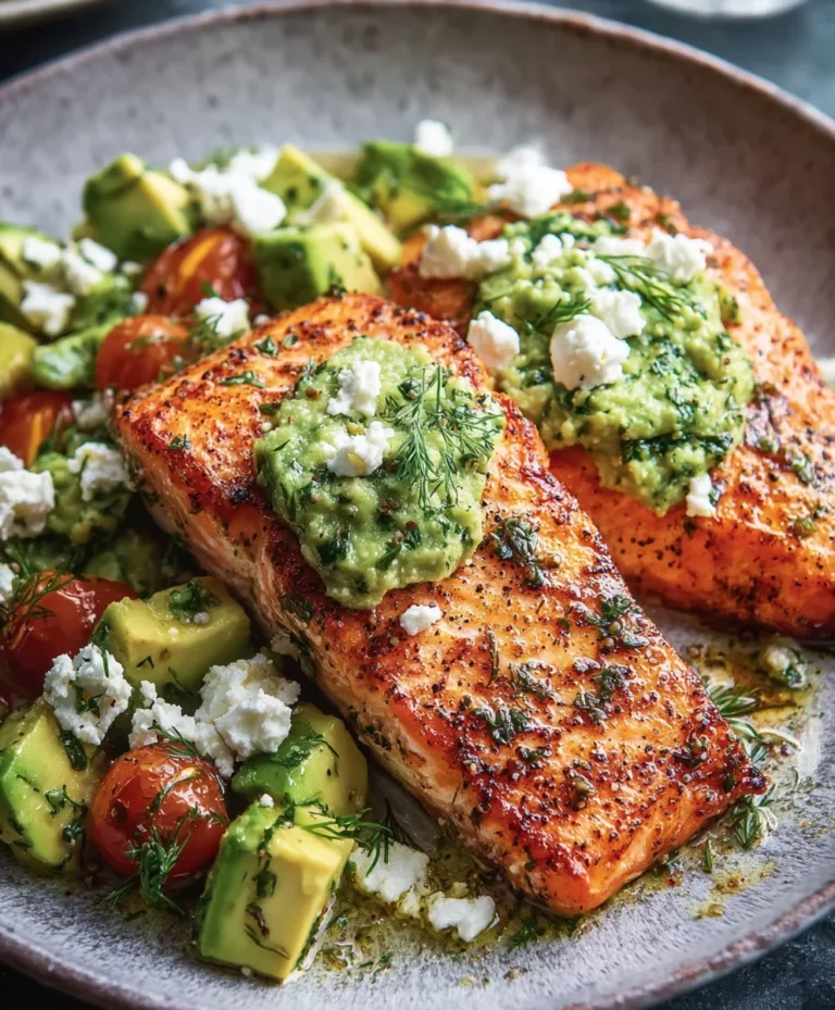 Baked Salmon with Avocado Feta – Easy Dinner