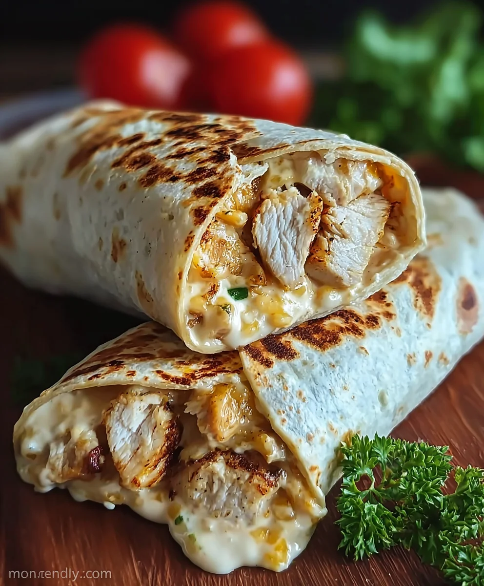 Cheesy Chicken Garlic Wraps- Easy Weeknight Dinner