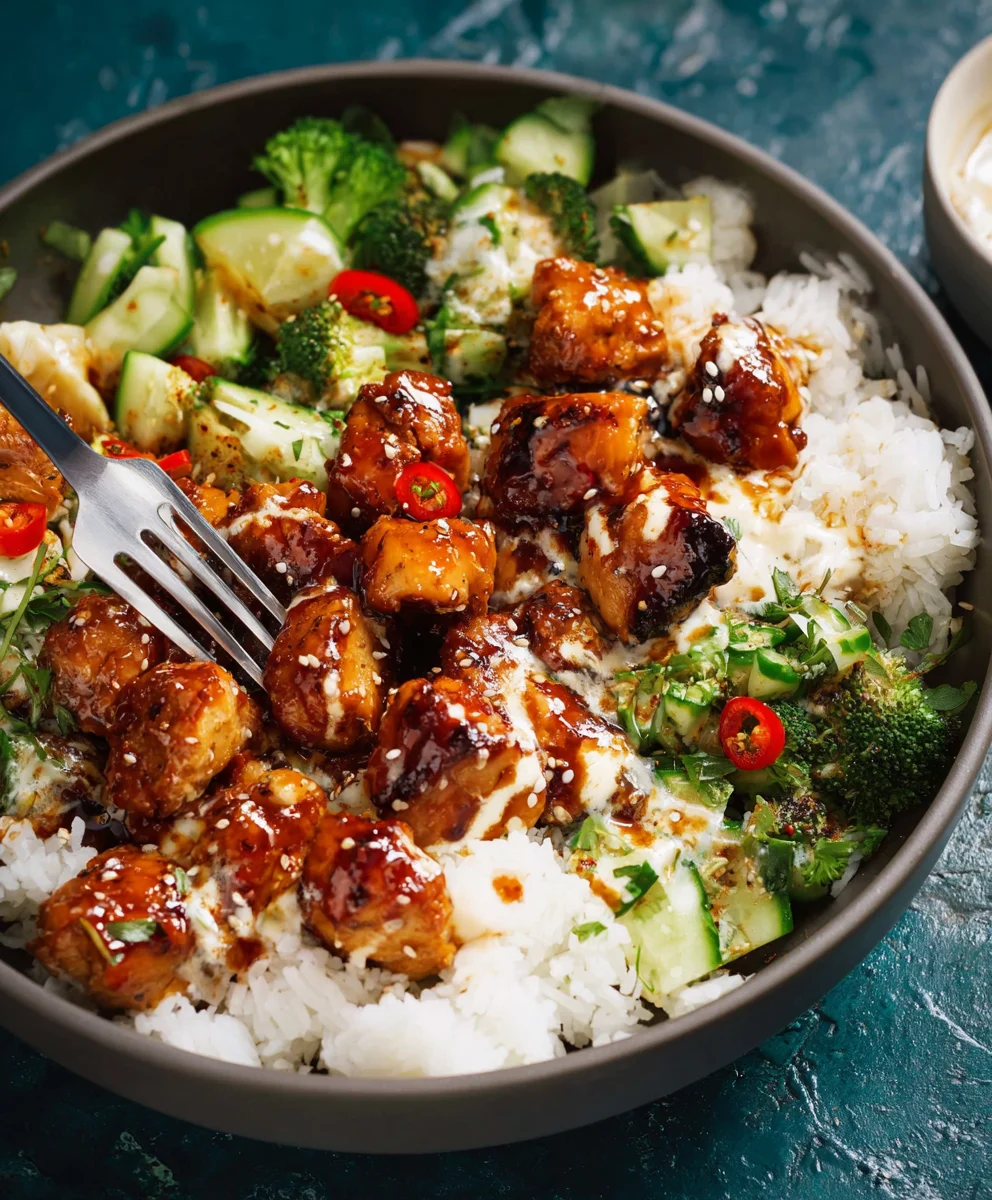 Sticky Chicken Bowls-Easy Delicious Recipe