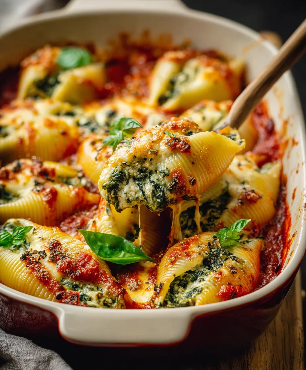 Easy Spinach Ricotta Stuffed Shells Recipe