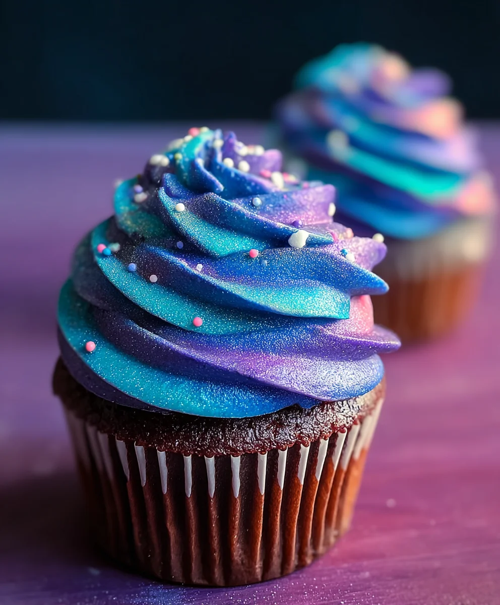 Galaxy Cupcakes Recipe - Swirls of Cosmic Delight