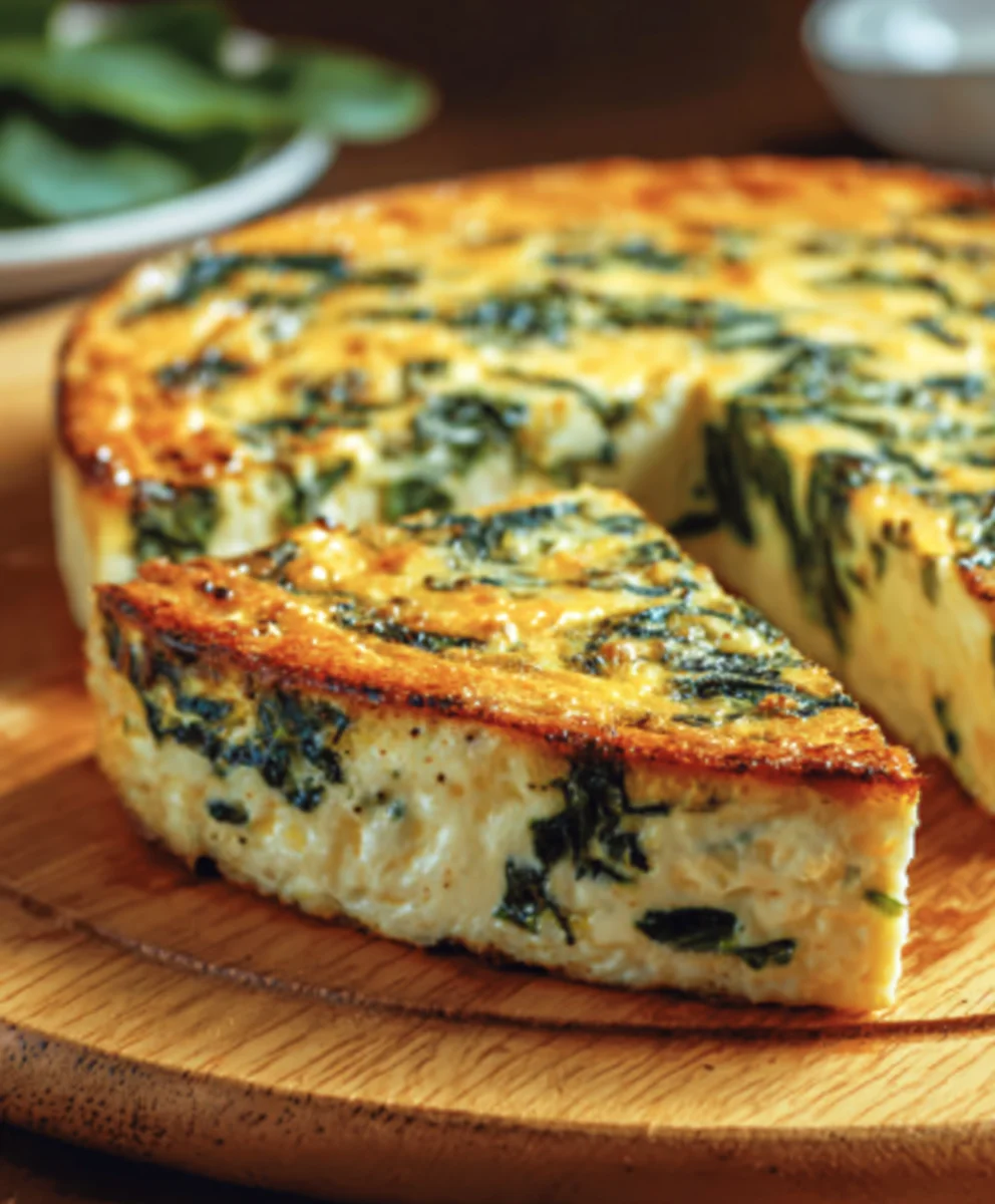 Spinach Cottage Cheese Crustless Quiche Recipe
