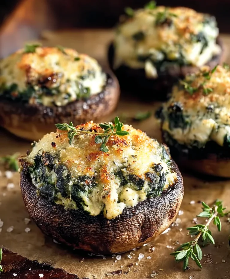 Spinach Cheese Stuffed Portobello Mushrooms Easy Recipe
