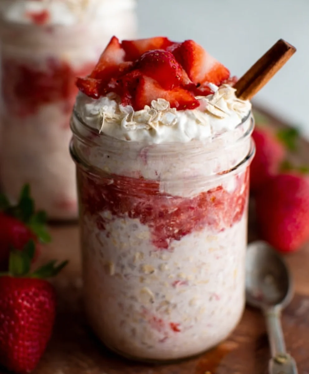 Strawberry Cheesecake Overnight Oats - Easy & Delicious