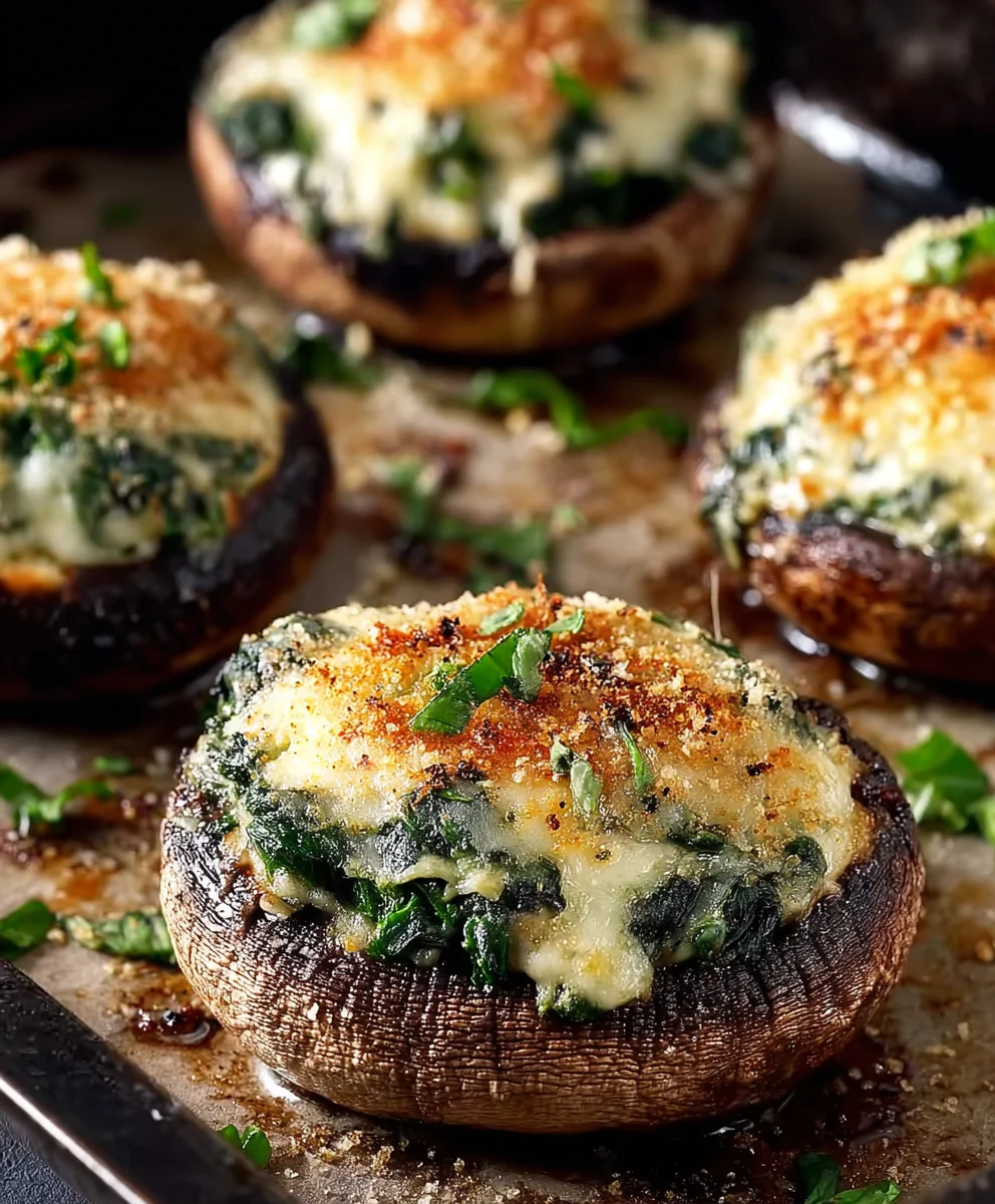 Spinach Cheese Stuffed Portobello Mushrooms Easy Recipe