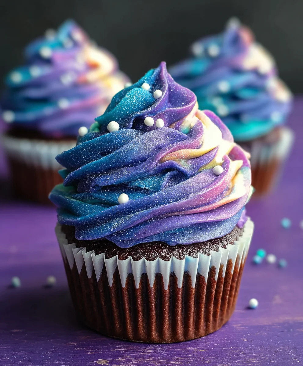 Galaxy Cupcakes Recipe - Swirls of Cosmic Delight
