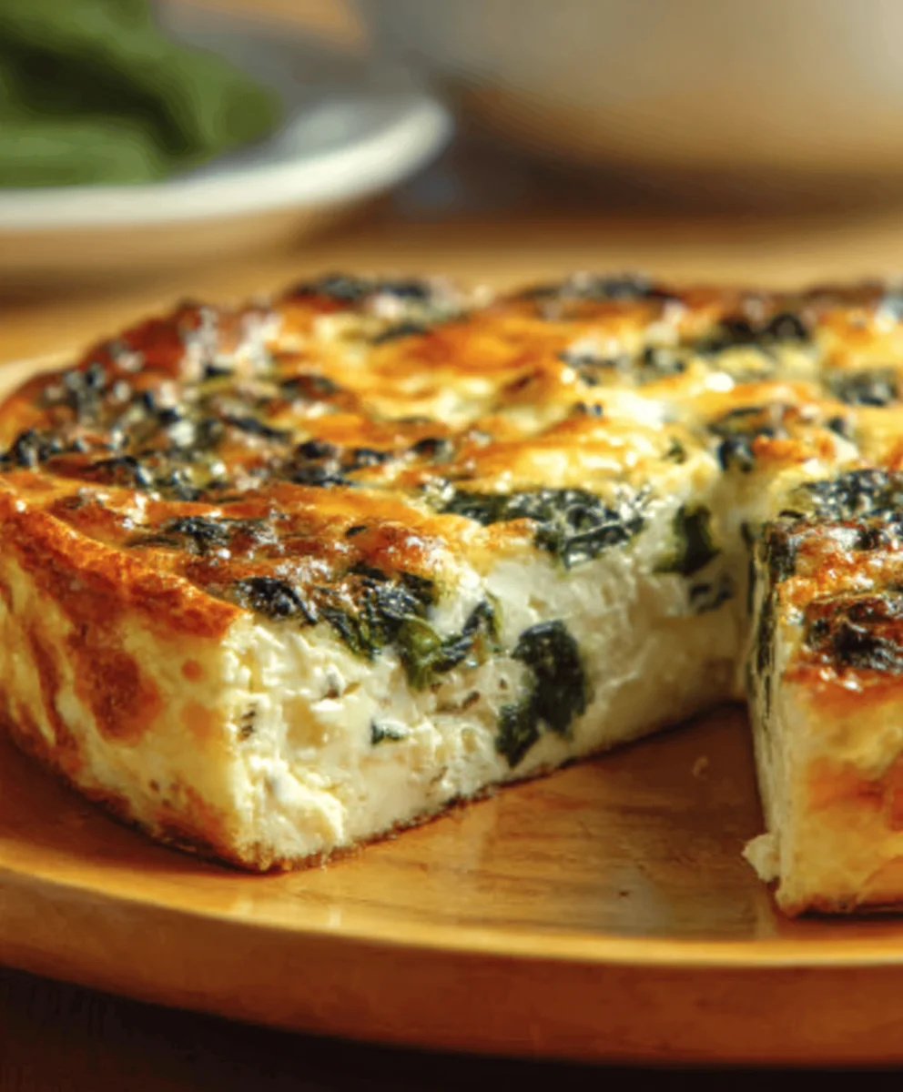 Spinach Cottage Cheese Crustless Quiche Recipe