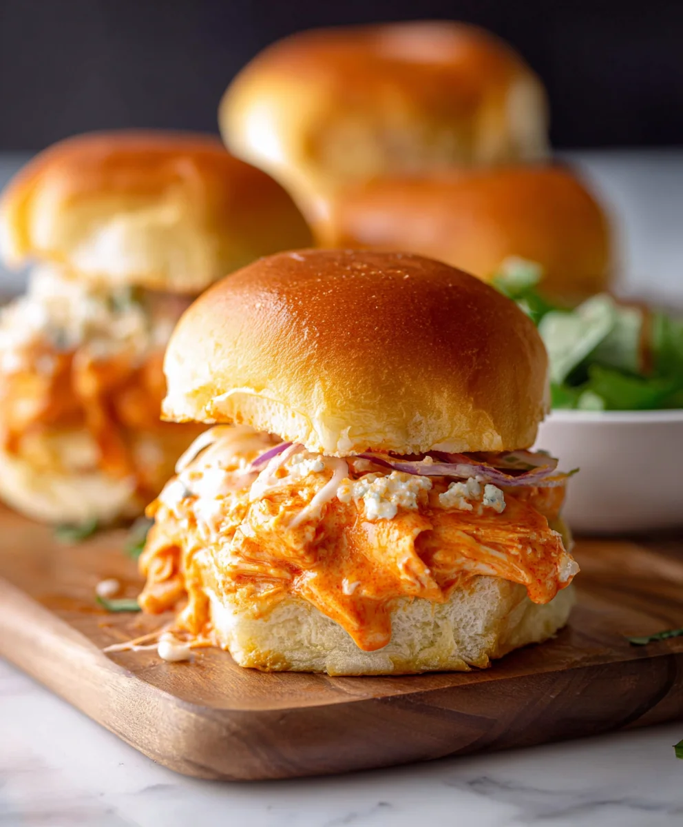 Spicy Buffalo Chicken Sliders-Quick Easy Recipe