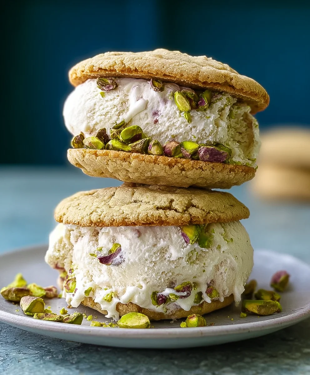 Pistachio Cookie Ice Cream Sandwiches - Easy Treat
