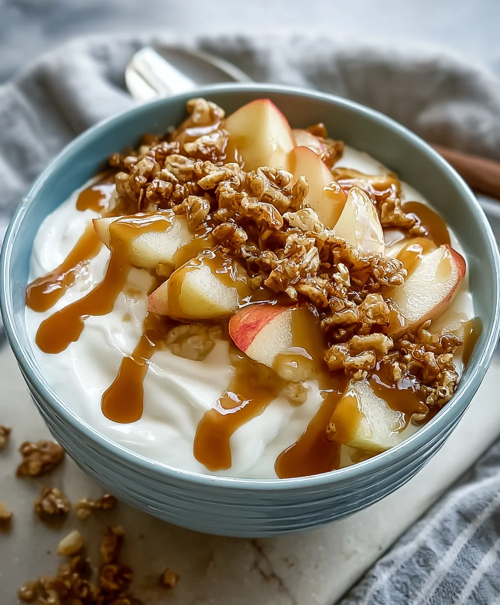 Caramel Apple Pie Yogurt Bowl-Easy Healthy Treat