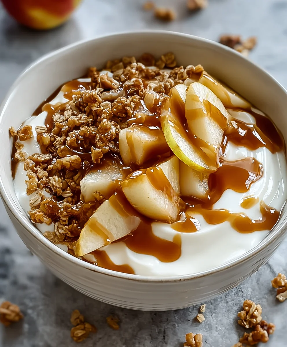 Caramel Apple Pie Yogurt Bowl-Easy Healthy Treat