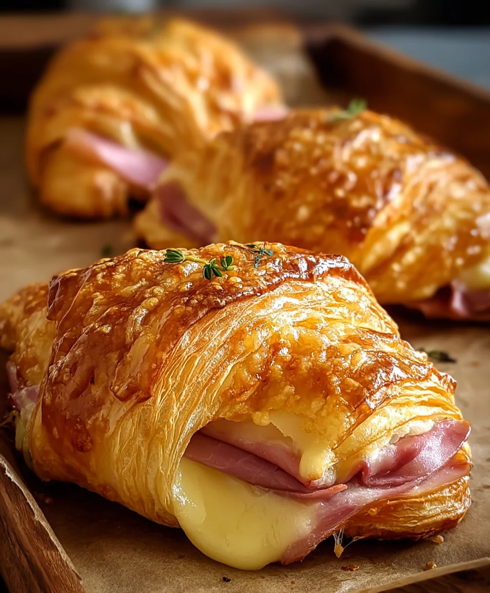 Baked Beef Beef Ham Cheese Croissants - Easy Recipe