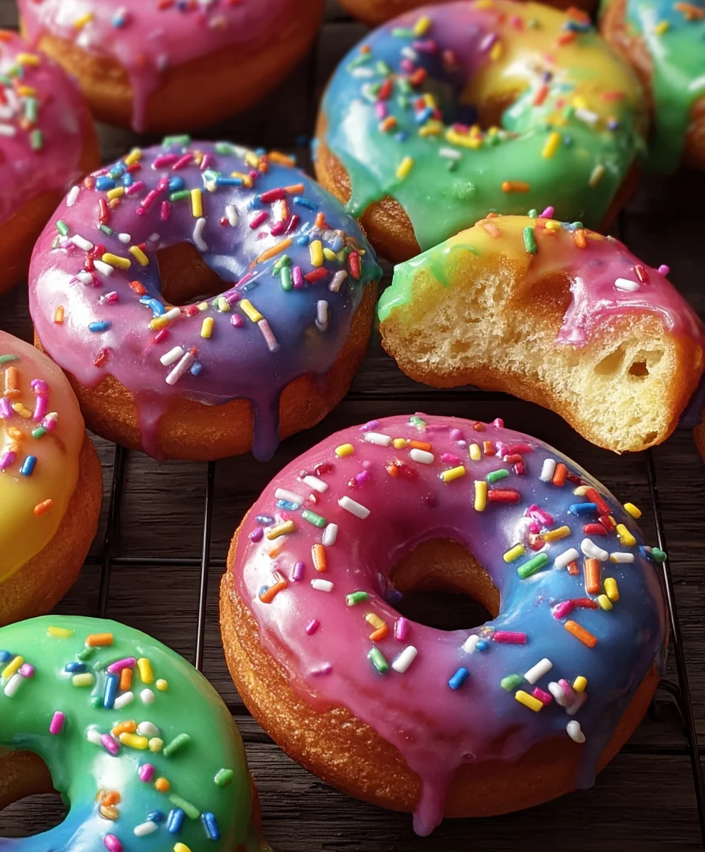 Rainbow Doughnuts Recipe- Colorful Sweet Treats