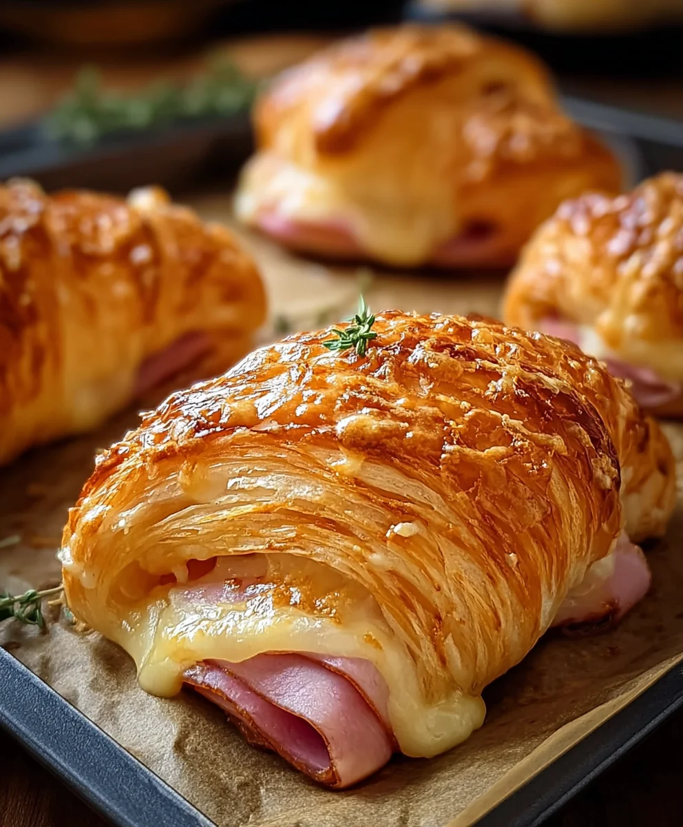 Baked Beef Beef Ham and Cheese Croissants Recipe