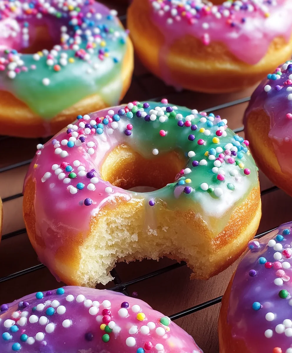 Rainbow Doughnuts Recipe- Colorful Sweet Treats