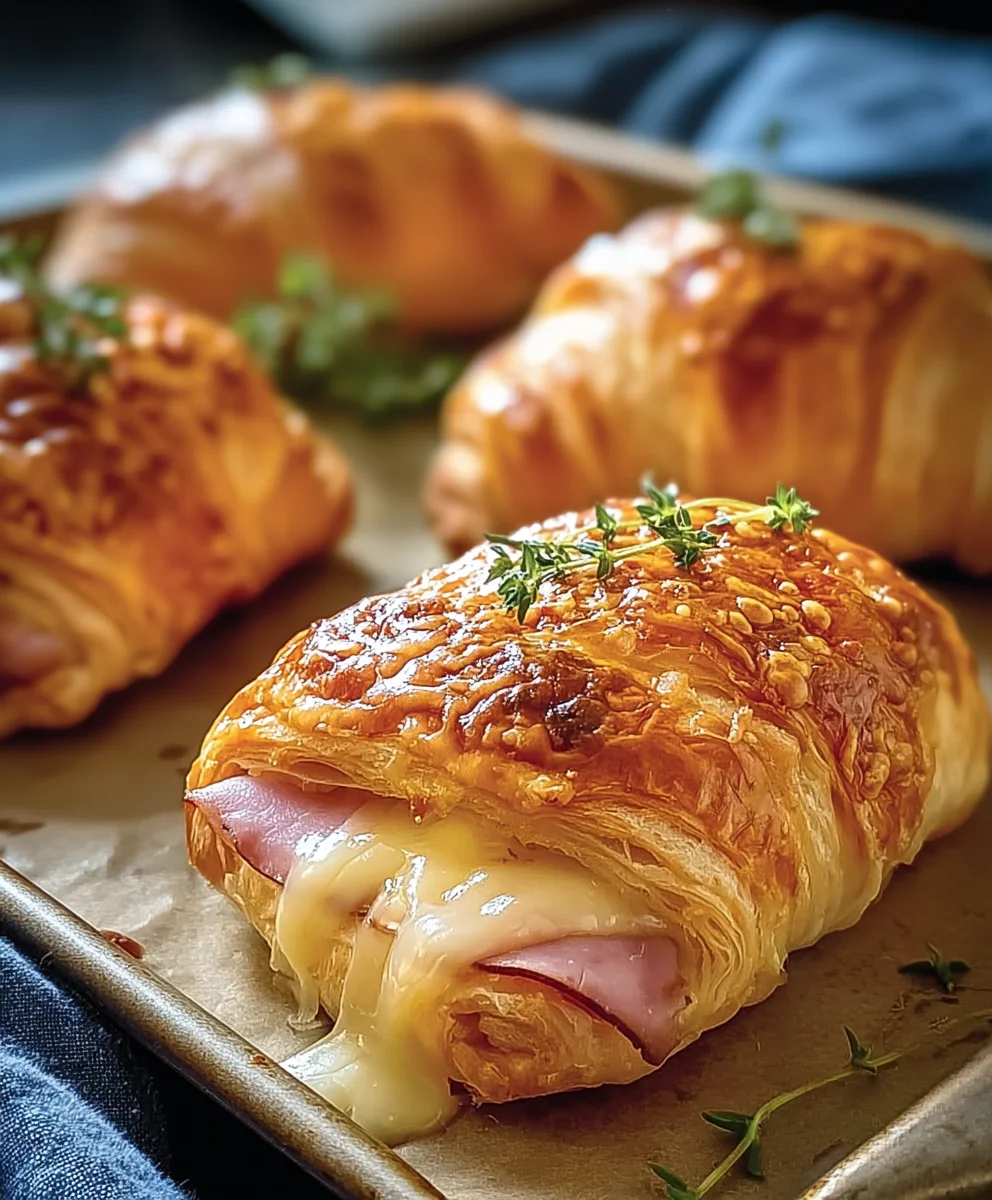 Baked Beef Beef Ham and Cheese Croissants Recipe