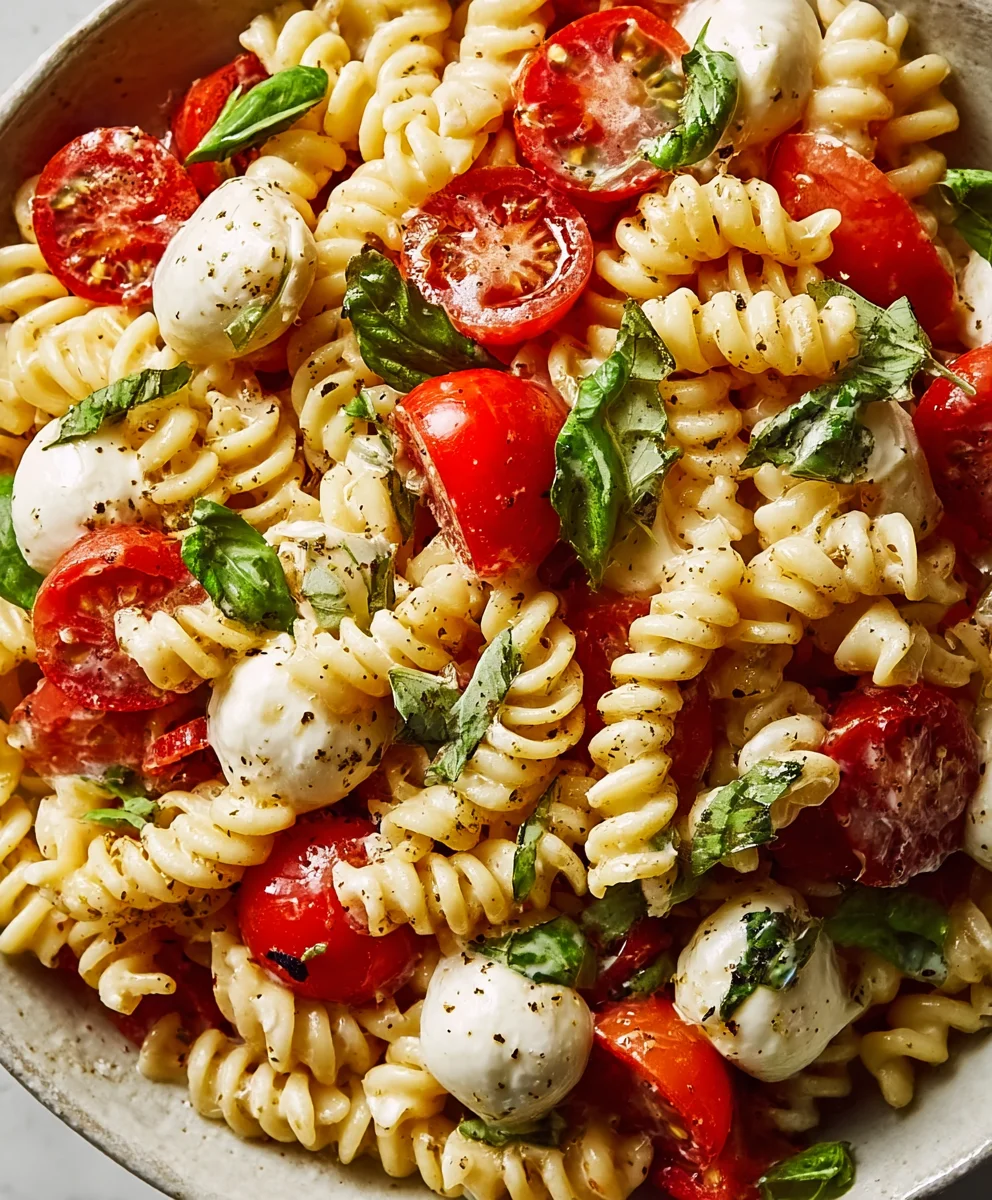 Creamy Caprese Pasta Salad Recipe-Easy & Delicious