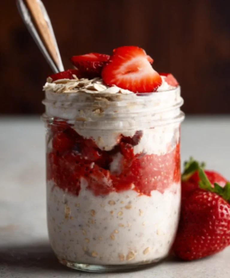 Strawberry Cheesecake Overnight Oats Recipe-Easy Breakfast