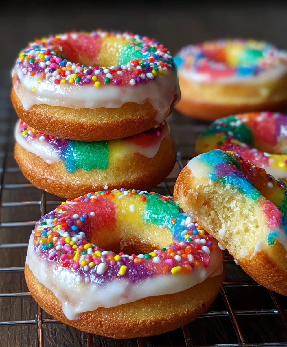 Mini Rainbow Vanilla Bean Donuts- Delicious Treats