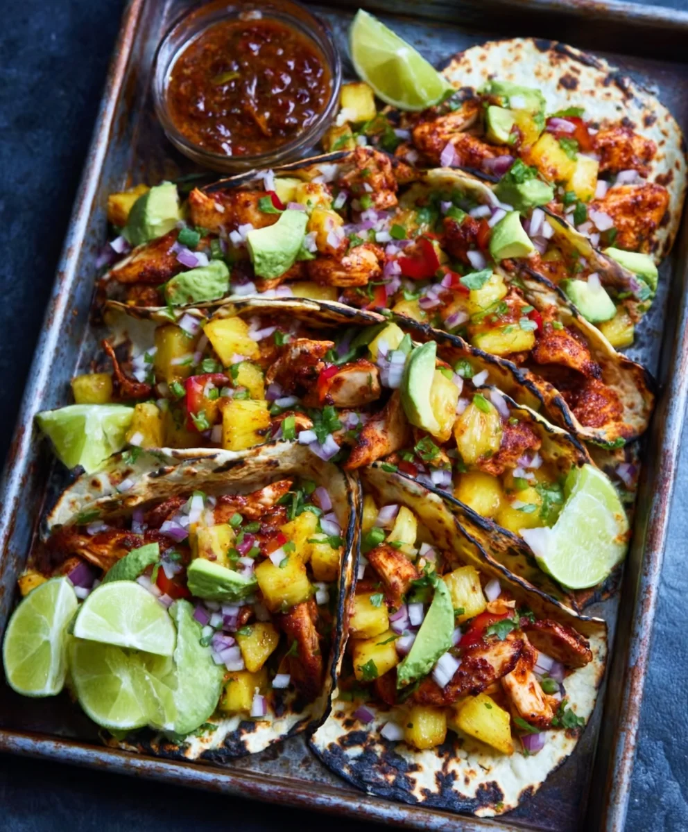 One Pan Chicken Pineapple Tacos Easy Recipe