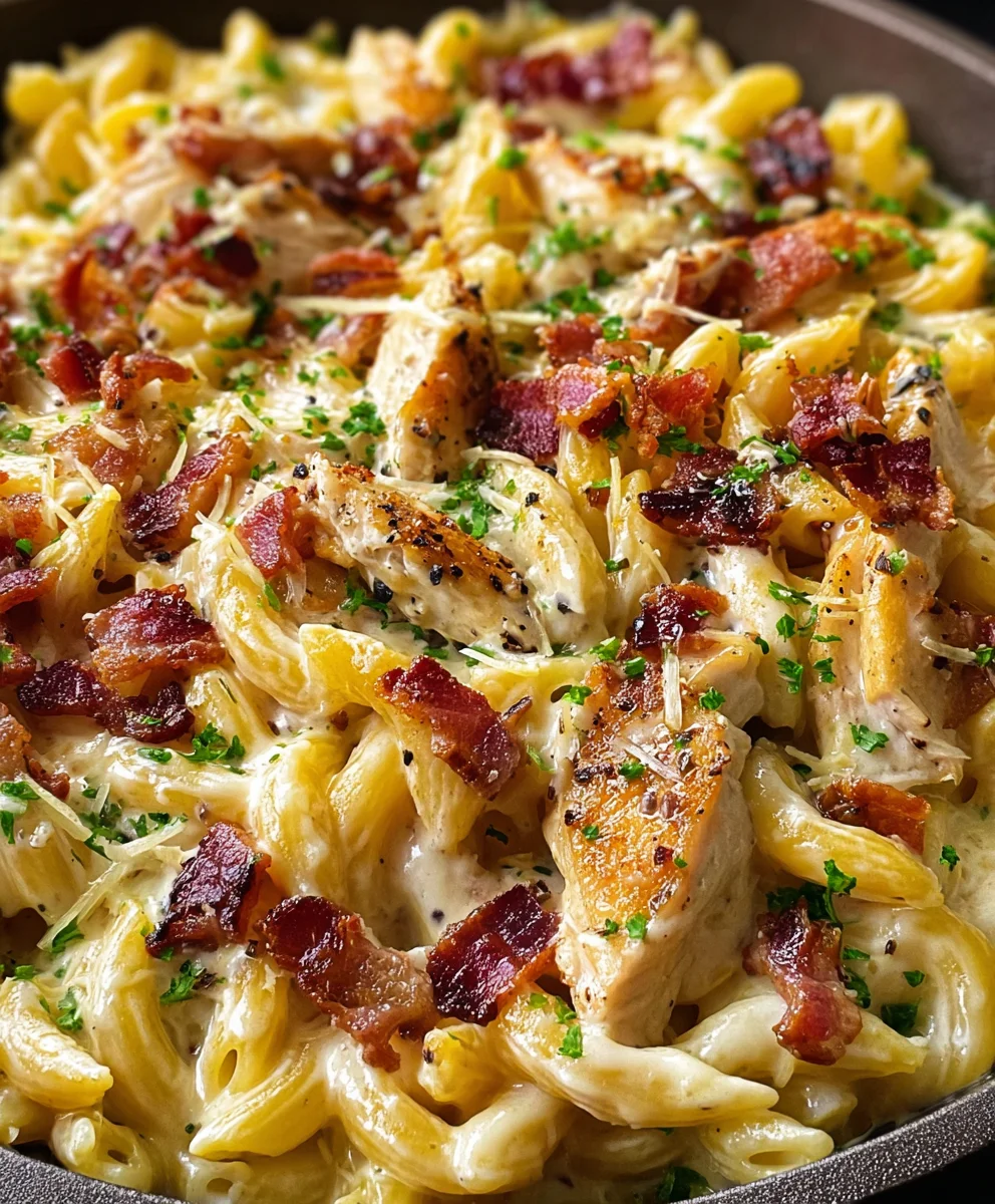 One-Pan Creamy Ranch Beef Beef Bacon Chicken Pasta