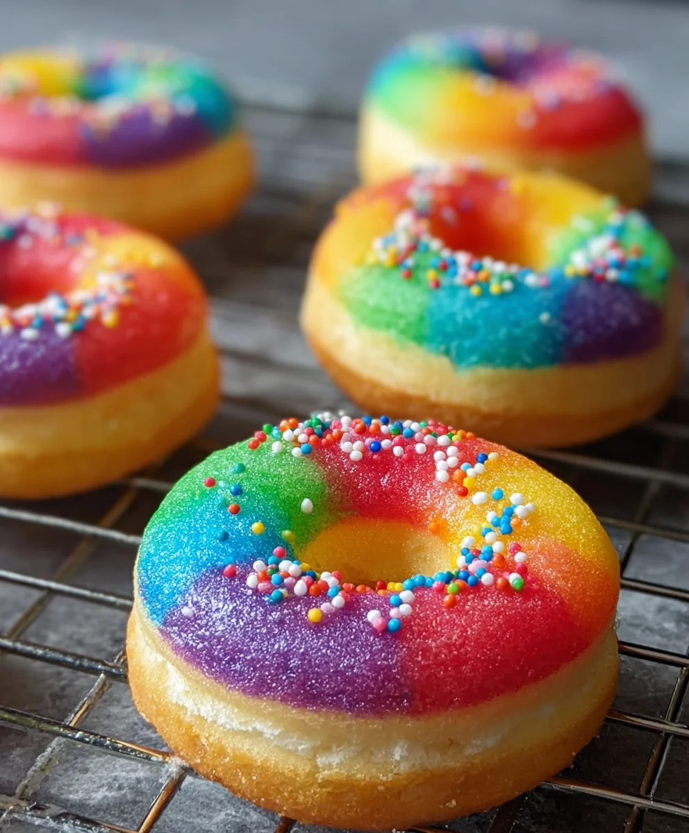 Mini Rainbow Vanilla Bean Donuts- Delicious Treats