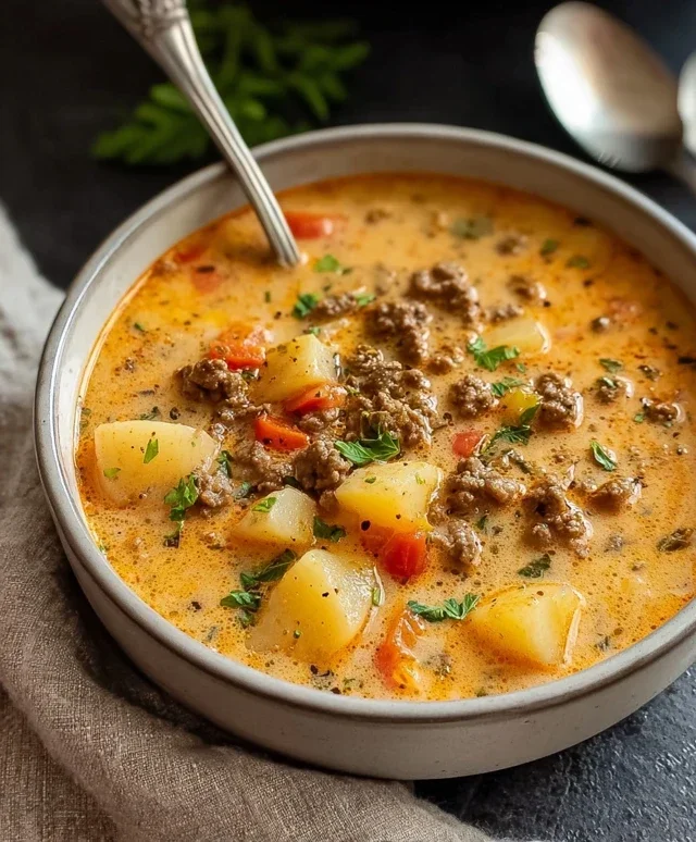 Cheesy Beef Beef Hamburger Potato Soup