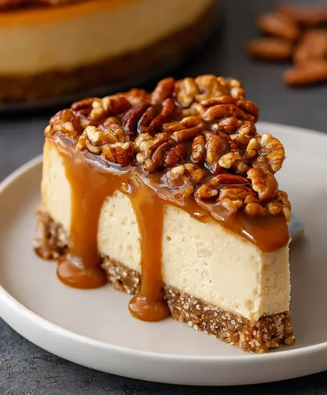 Vegan Caramel Pecan Cheesecake