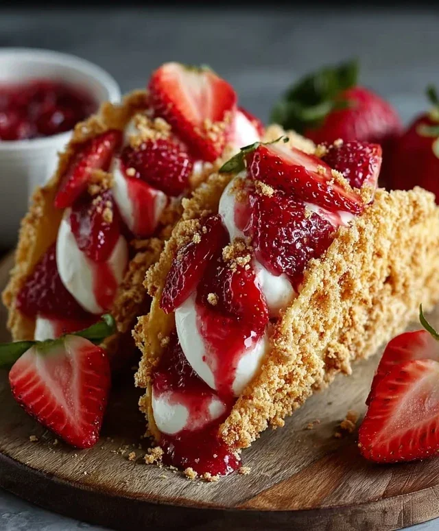 Strawberry Crunch Cheesecake Tacos