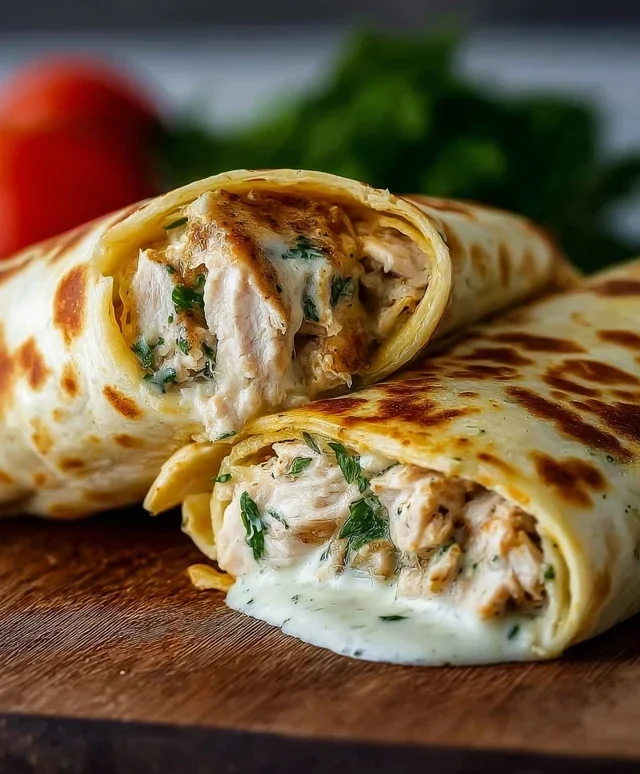 Low Carb Cheesy Garlic Chicken Wraps