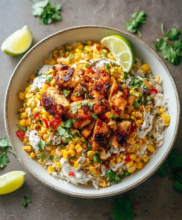 Street Corn Chicken Rice Bowl