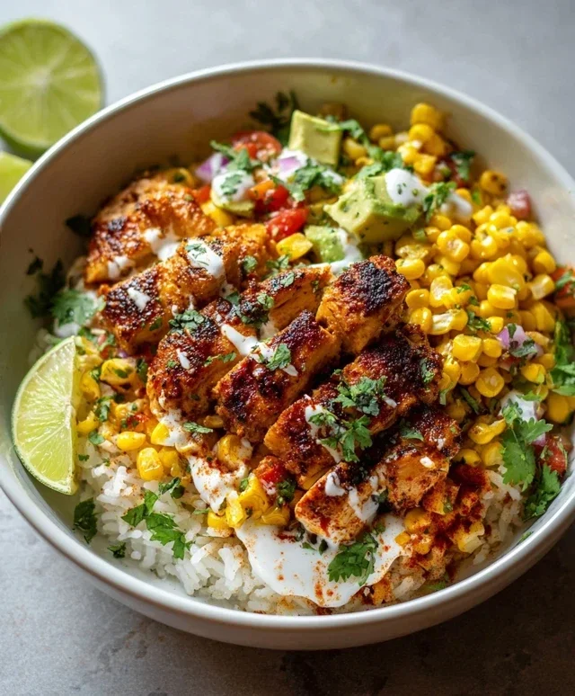 Street Corn Chicken Rice Bowl