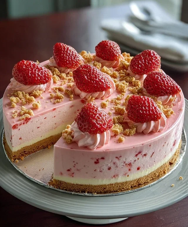 Pink Strawberry Crunch Cheesecake