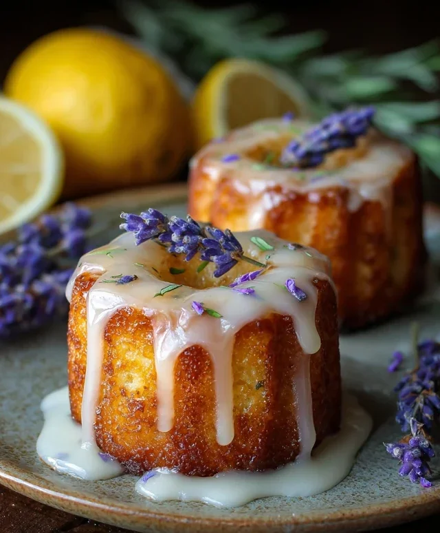 Mini Lemon Cakes With Lavender Glaze