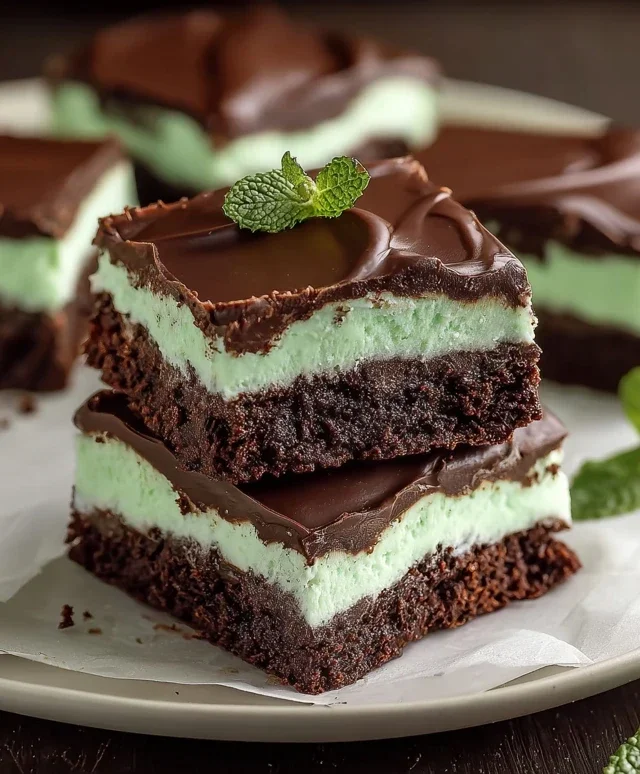 Triple-layer chocolate mint squares