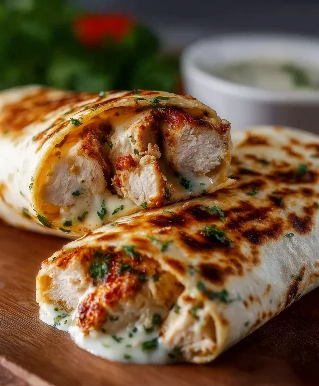 Low Carb Cheesy Garlic Chicken Wraps